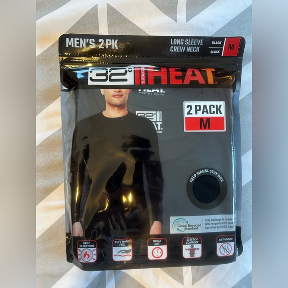 32 Degrees Men's Heat Long Sleeve Crew Neck Tee, 2-pack/ Size: M (NWT) - Picture 1 of 6